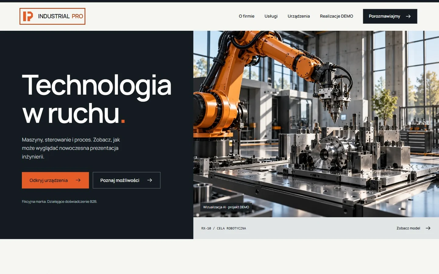 INDUSTRIAL PRO — rzeczywisty ekran strony demonstracyjnej B2B