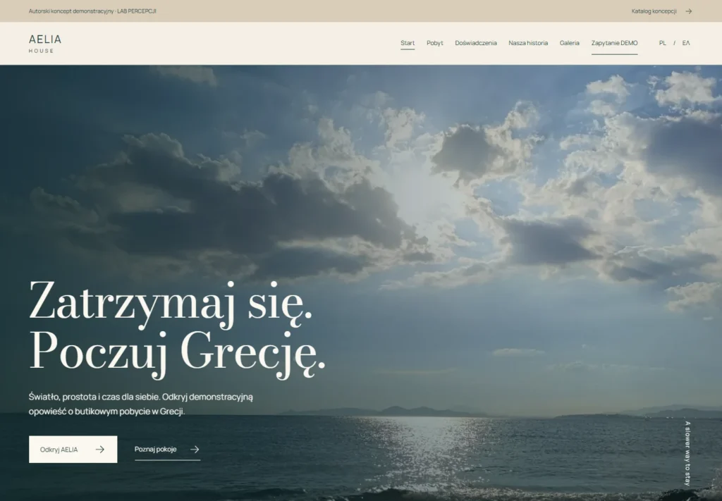 AELIA HOUSE — premium strona dla boutique stay w Grecji