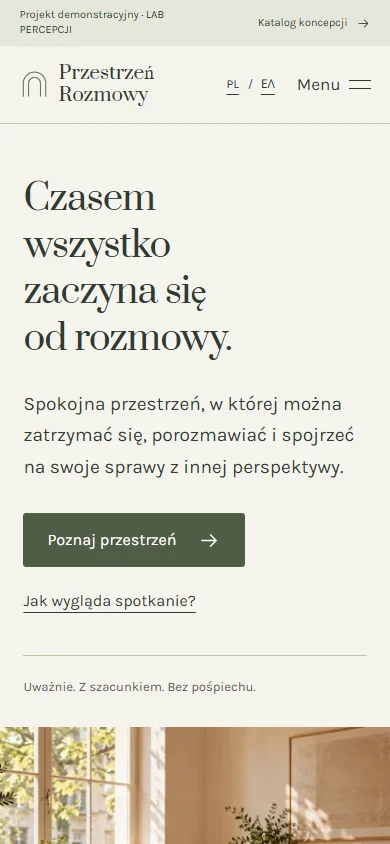 Przestrzeń Rozmowy — widok mobilny