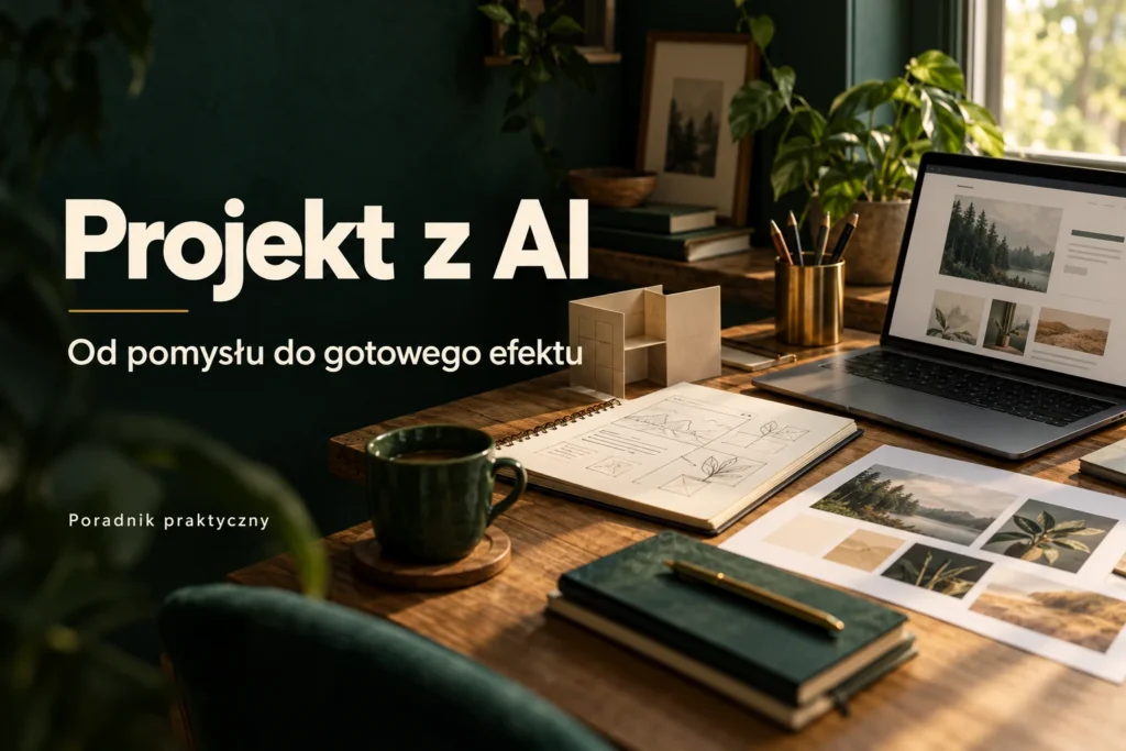 Okładka poradnika: Jak prowadzić z AI projekt od pomysłu do gotowego efektu