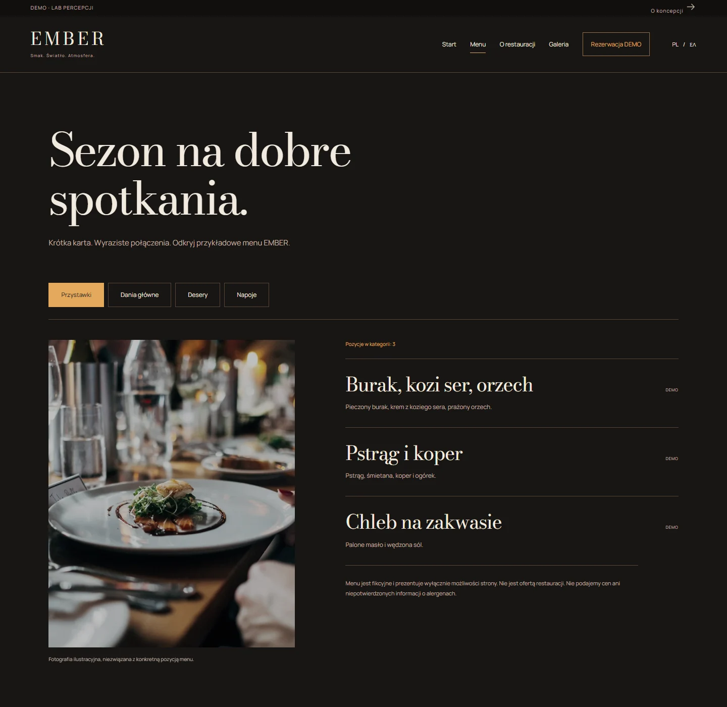 EMBER — interaktywne menu na komputerze