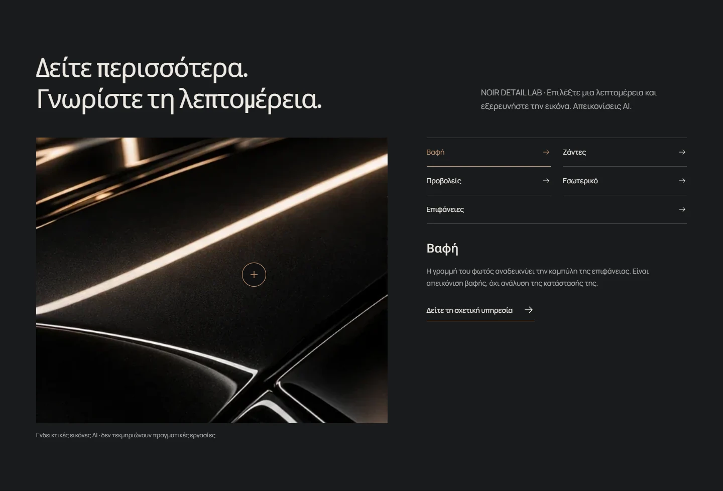 NOIR — πραγματική προβολή εξερεύνησης λεπτομερειών