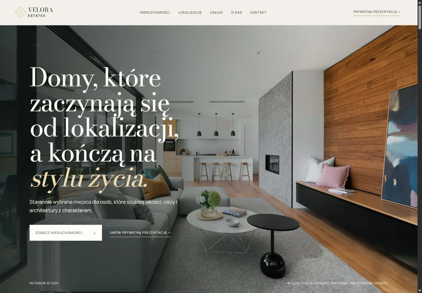 VELORA ESTATES — widok desktop