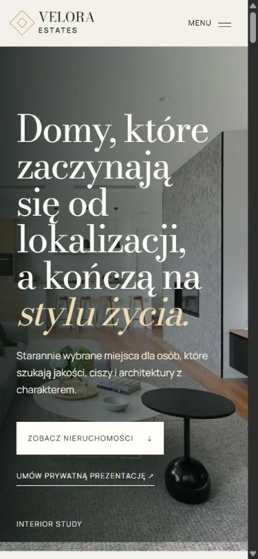 VELORA ESTATES — widok mobilny